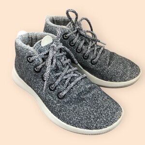 All Birds Wool Runner-Up Mizzle High Top Sneakers Dark Grey Merino Wool Women 8